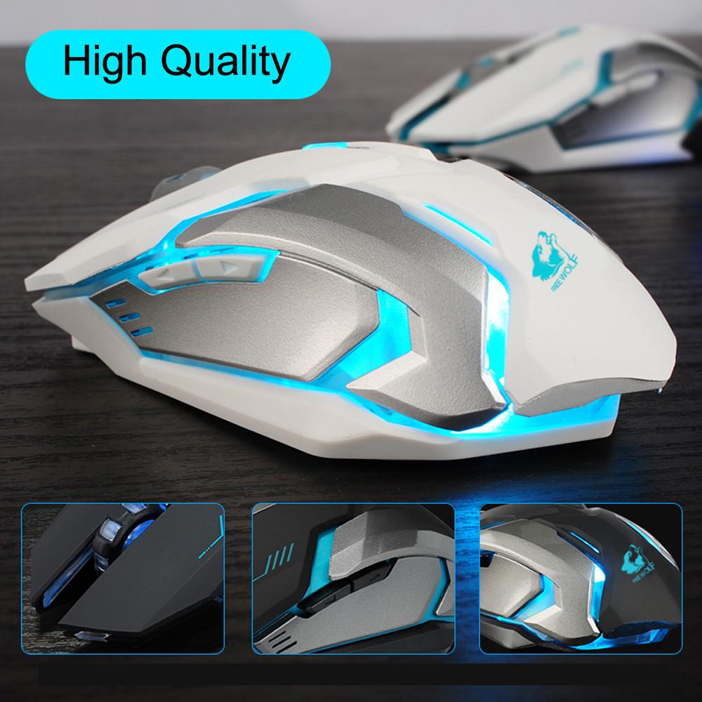 Wireless Gaming Mouse - Silent LED Backlit 1600DPI Rechargeable