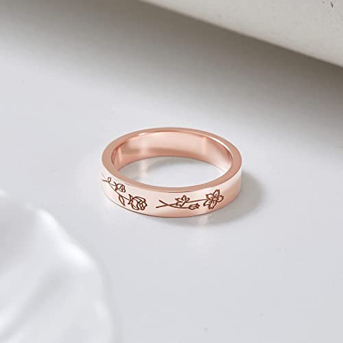 Personalized Birth Month Flower Ring - Custom Family Ring for Mom