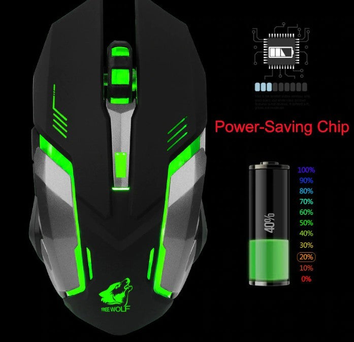 Wireless Gaming Mouse - Silent LED Backlit 1600DPI Rechargeable